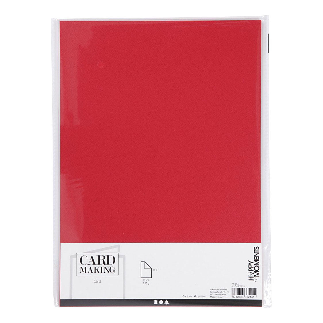 Creativ Company Cardboard Red A4 220g, 10st.