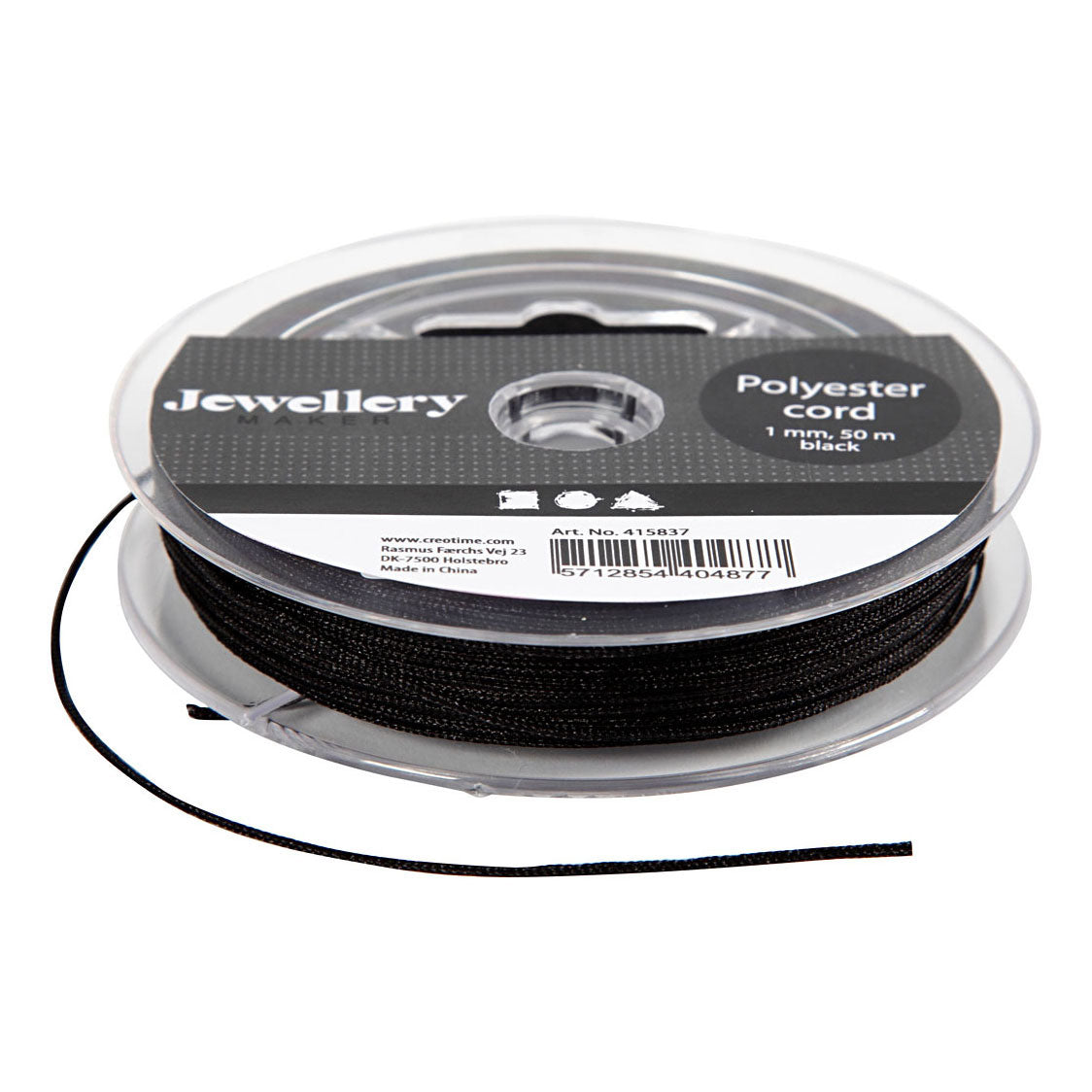 Kreativfirma Polyester Cord Black, 50 m