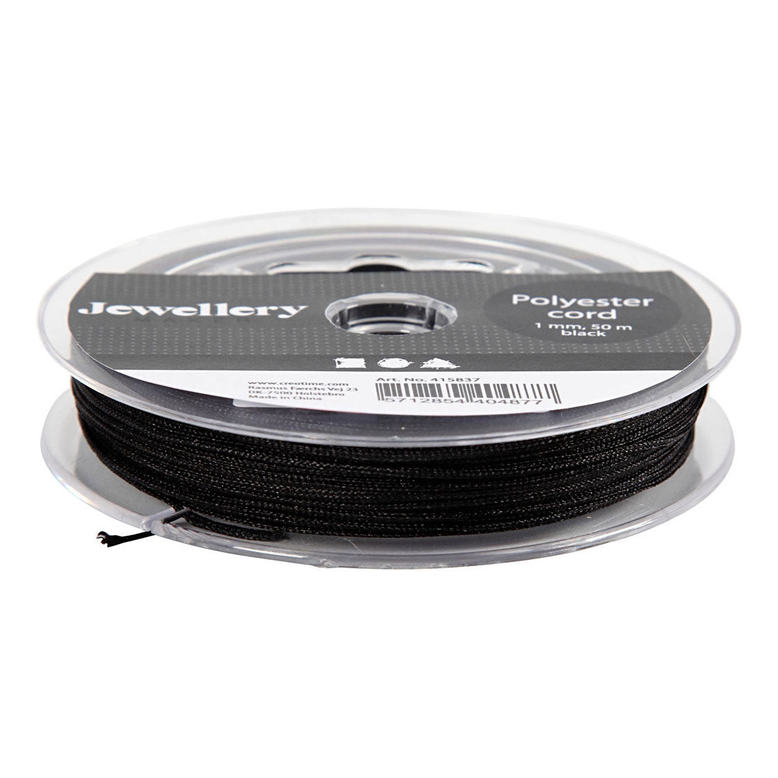 Kreativfirma Polyester Cord Black, 50 m