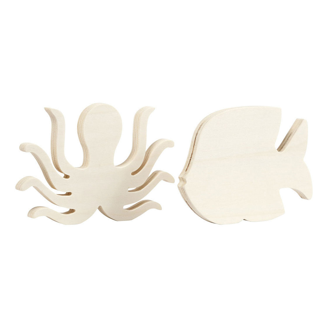 Creativ Company Holzstiere Tintenfische und Fisch, 2st.