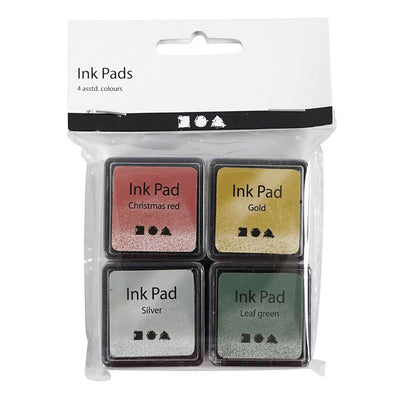 Creativ Company Stempelfarbe Gold Lime Green Weihnachten Rot Silber, 4Stk.