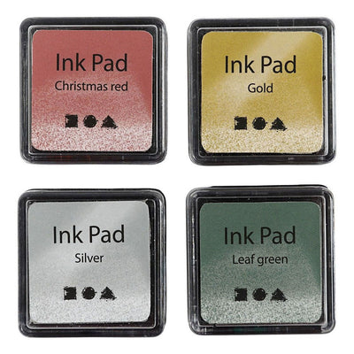 Creativ Company Stempelfarbe Gold Lime Green Weihnachten Rot Silber, 4Stk.