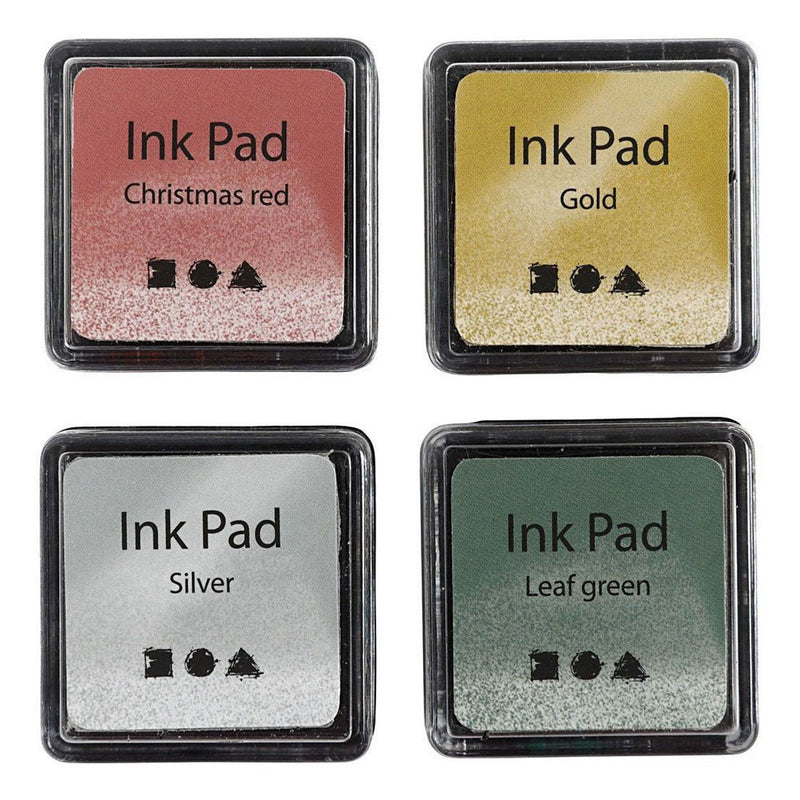 Creativ Company Stempelfarbe Gold Lime Green Weihnachten Rot Silber, 4Stk.