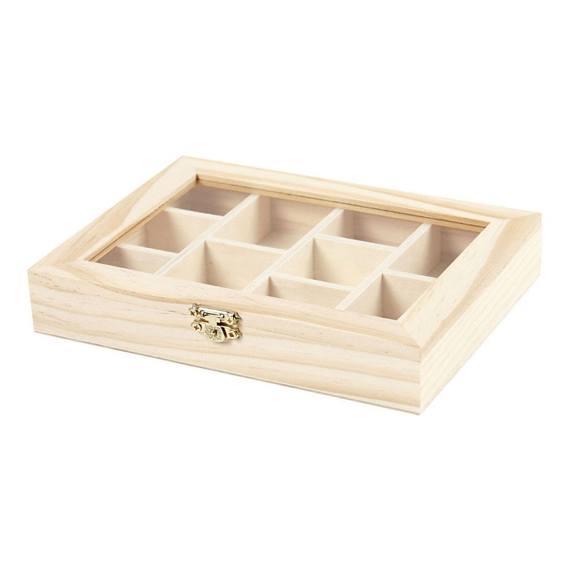 Creativ Company Holzkiste mit Glasdeckel und 10 Fächer