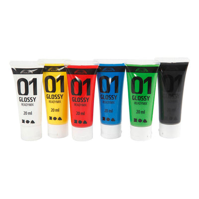 Creativ Company Acrylfarbe für Kidneren Glossy Standard Colors, 6x20ml