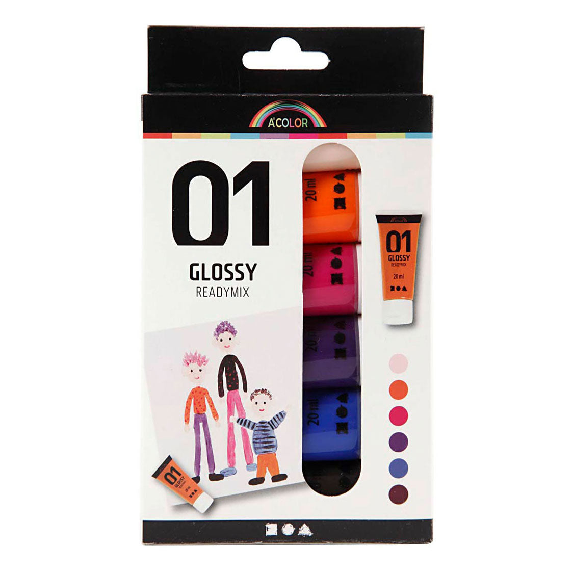 Creativ Company Acrylfarbe für Kinder glänzende zusätzliche Farben, 6x20ml