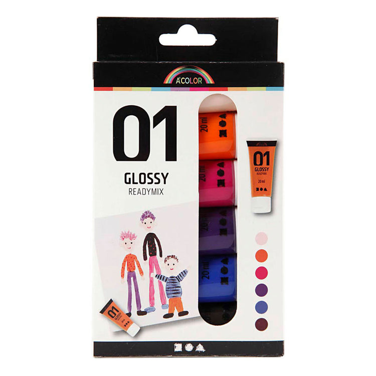 Creativ Company Acrylfarbe für Kinder glänzende zusätzliche Farben, 6x20ml