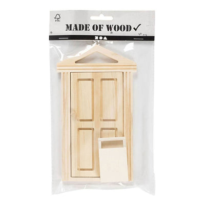 Kreativfirma Mini -Tür und Briefkasten aus Holz.