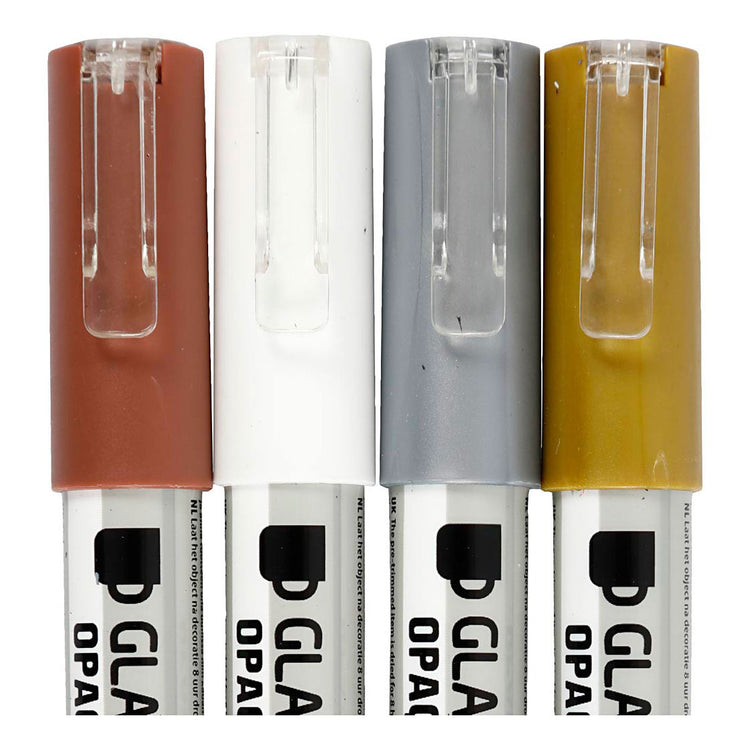 Creativ Company Glass Porzellansteine ​​im Vergleich von braunen Gold Silber Weiß, 4st.