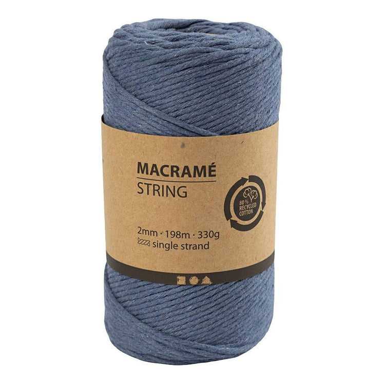 Creativ Company Macrame Cord Blue, 198m