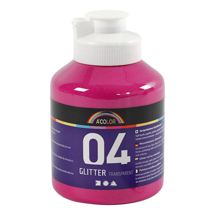 Creativ Company Acrylfarbe Glitzer für Kinder Pink, 500 ml