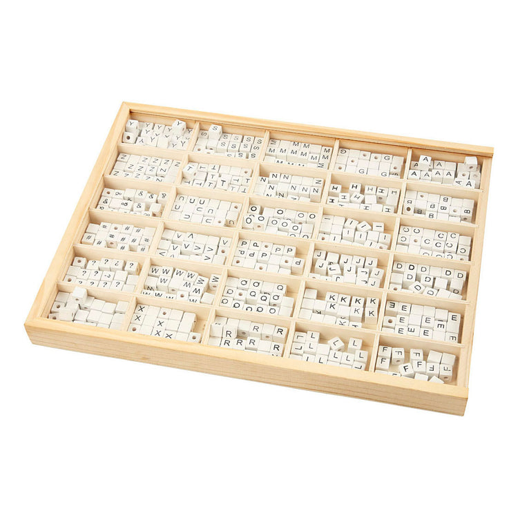 Creativ Company Holzbriefperlen Weiß A-Z, 750st.