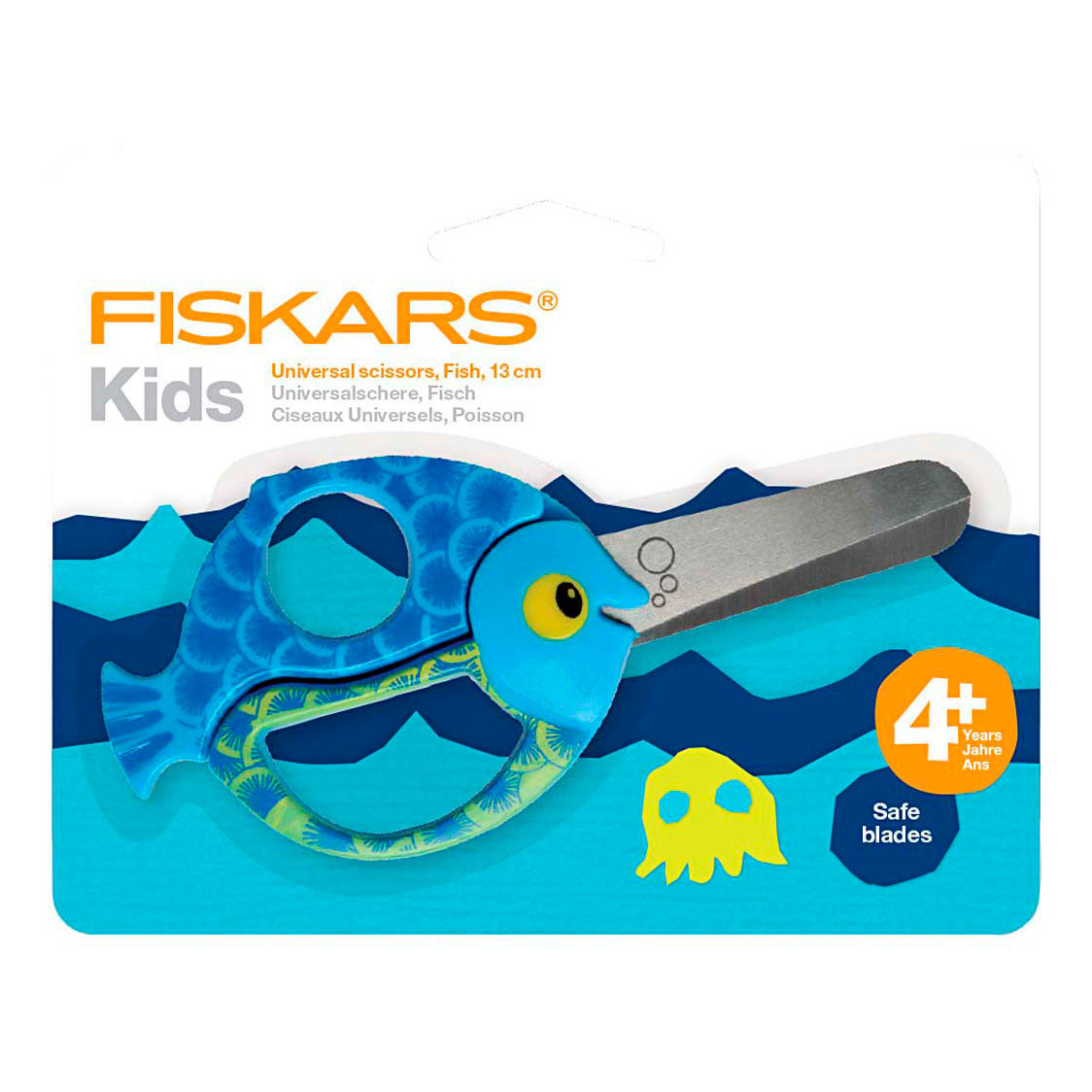 Fiskars Kinderschere mit Tiermotiv, Fisch, L: 13 cm, 1 Stück