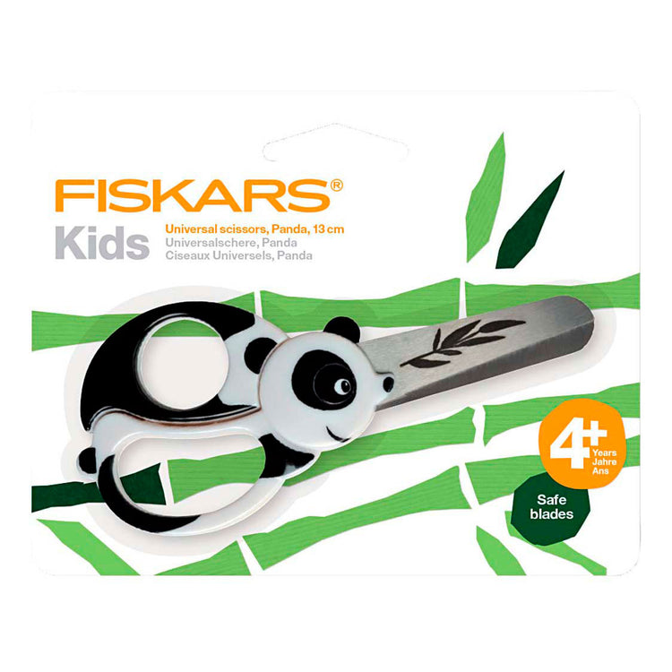 Fiskars Kinderschere mit Tiermotiv, Panda, L: 13 cm, 1 Stück