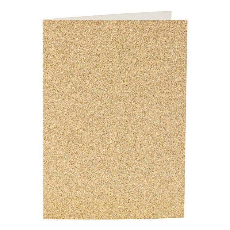 Creativ-Firmenkarten und Umschläge, Kartengröße 10,5 x 15 cm, Umschlaggröße 11,5 x 16,5 cm, Glitzer, 120+250 g, Gold, 4 Set 1 Box