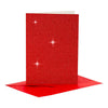 Creativ-Firmenkarten und Umschläge, Kartengröße 10,5 x 15 cm, Umschlaggröße 11,5 x 16,5 cm, Glitzer, 110+250 g, rot, 4 Set 1 Box