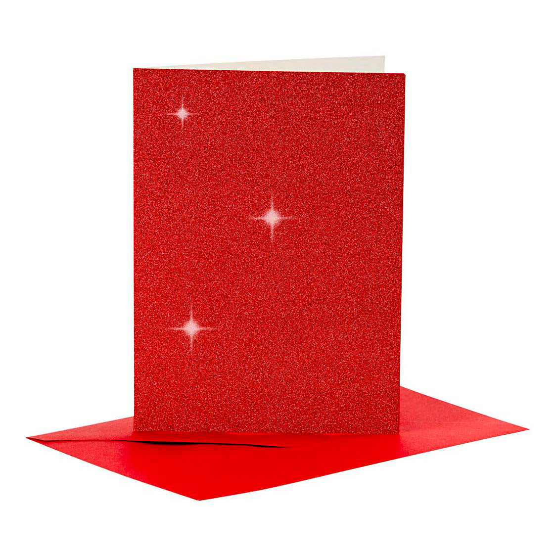 Creativ-Firmenkarten und Umschläge, Kartengröße 10,5 x 15 cm, Umschlaggröße 11,5 x 16,5 cm, Glitzer, 110+250 g, rot, 4 Set 1 Box