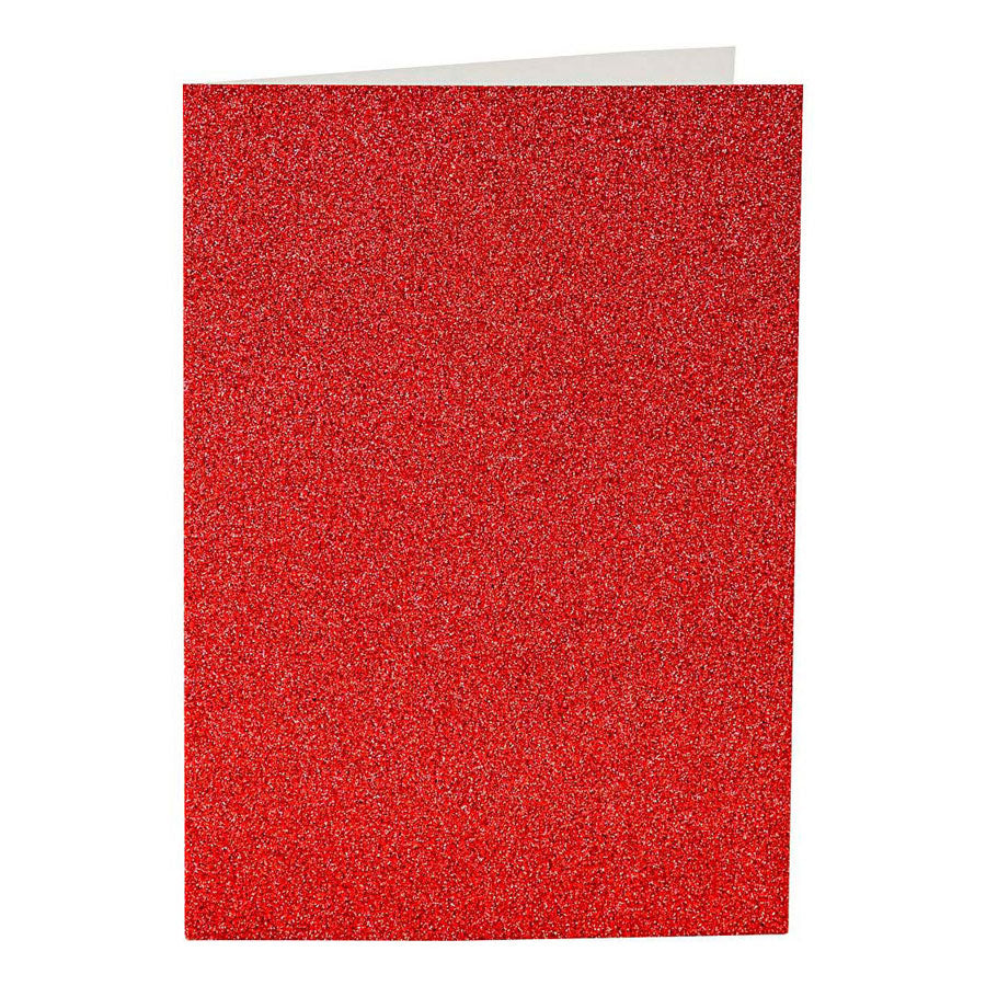 Creativ-Firmenkarten und Umschläge, Kartengröße 10,5 x 15 cm, Umschlaggröße 11,5 x 16,5 cm, Glitzer, 110+250 g, rot, 4 Set 1 Box