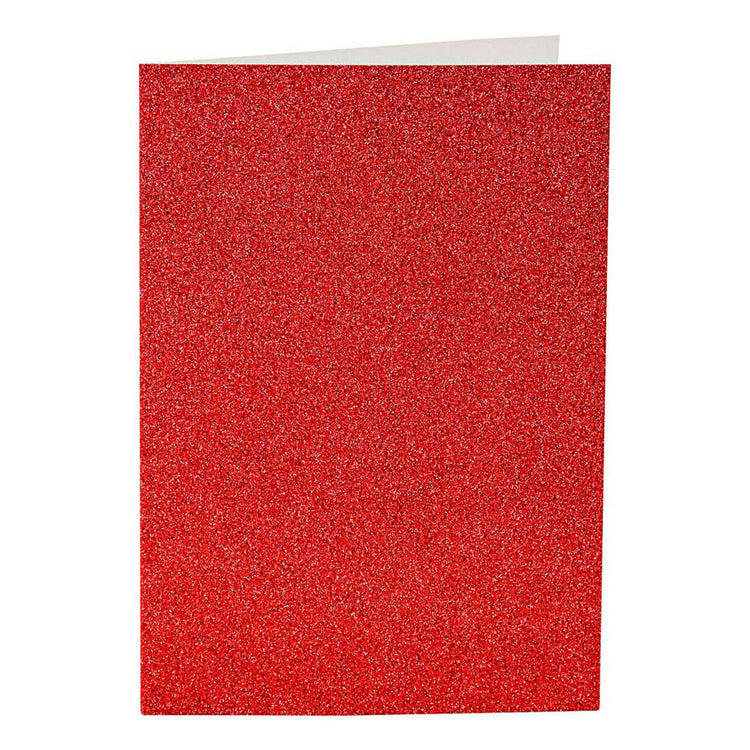 Creativ-Firmenkarten und Umschläge, Kartengröße 10,5 x 15 cm, Umschlaggröße 11,5 x 16,5 cm, Glitzer, 110+250 g, rot, 4 Set 1 Box