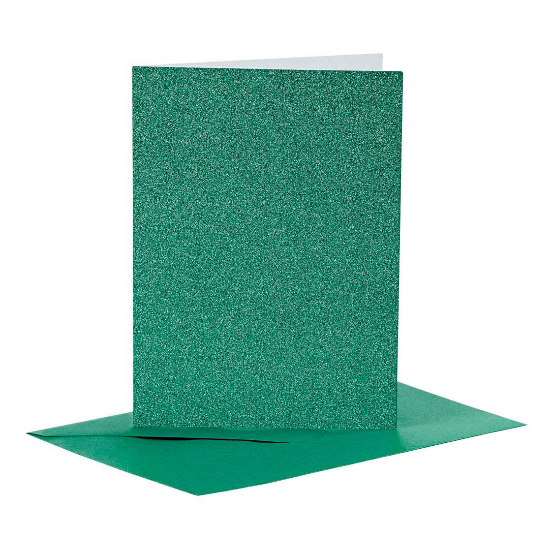 Creativ-Firmenkarten und Umschläge, Kartengröße 10,5 x 15 cm, Umschlaggröße 11,5 x 16,5 cm, Glitzer, 110+250 g, grün, 4 Set 1 Box