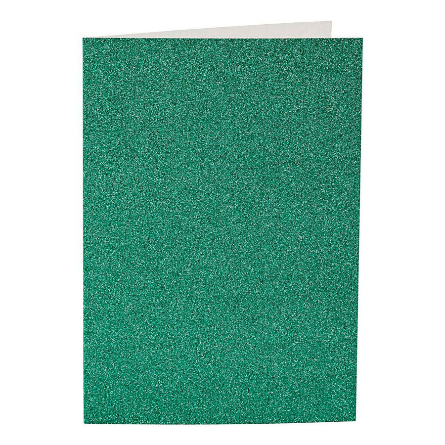 Creativ-Firmenkarten und Umschläge, Kartengröße 10,5 x 15 cm, Umschlaggröße 11,5 x 16,5 cm, Glitzer, 110+250 g, grün, 4 Set 1 Box