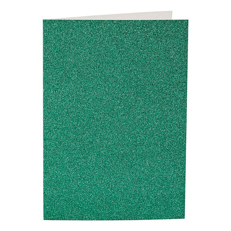 Creativ-Firmenkarten und Umschläge, Kartengröße 10,5 x 15 cm, Umschlaggröße 11,5 x 16,5 cm, Glitzer, 110+250 g, grün, 4 Set 1 Box