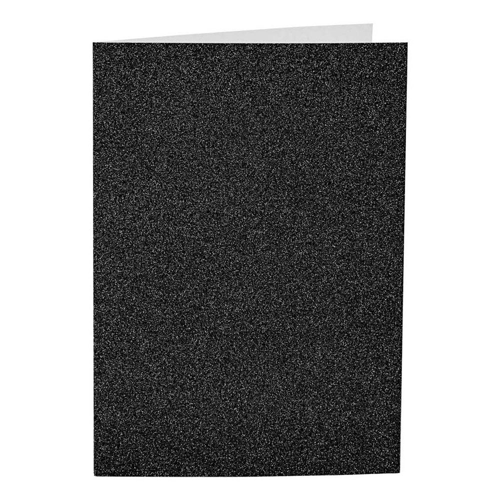 Creativ-Firmenkarten und Umschläge, Kartengröße 10,5 x 15 cm, Umschlaggröße 11,5 x 16,5 cm, Glitzer, 110+250 g, schwarz, 4 Set 1 Box
