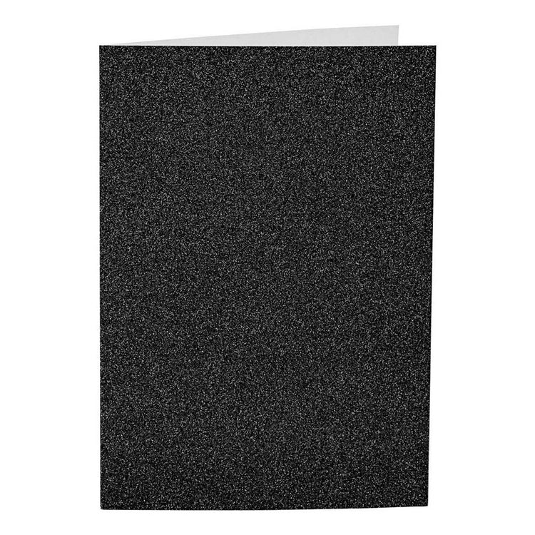 Creativ-Firmenkarten und Umschläge, Kartengröße 10,5 x 15 cm, Umschlaggröße 11,5 x 16,5 cm, Glitzer, 110+250 g, schwarz, 4 Set 1 Box