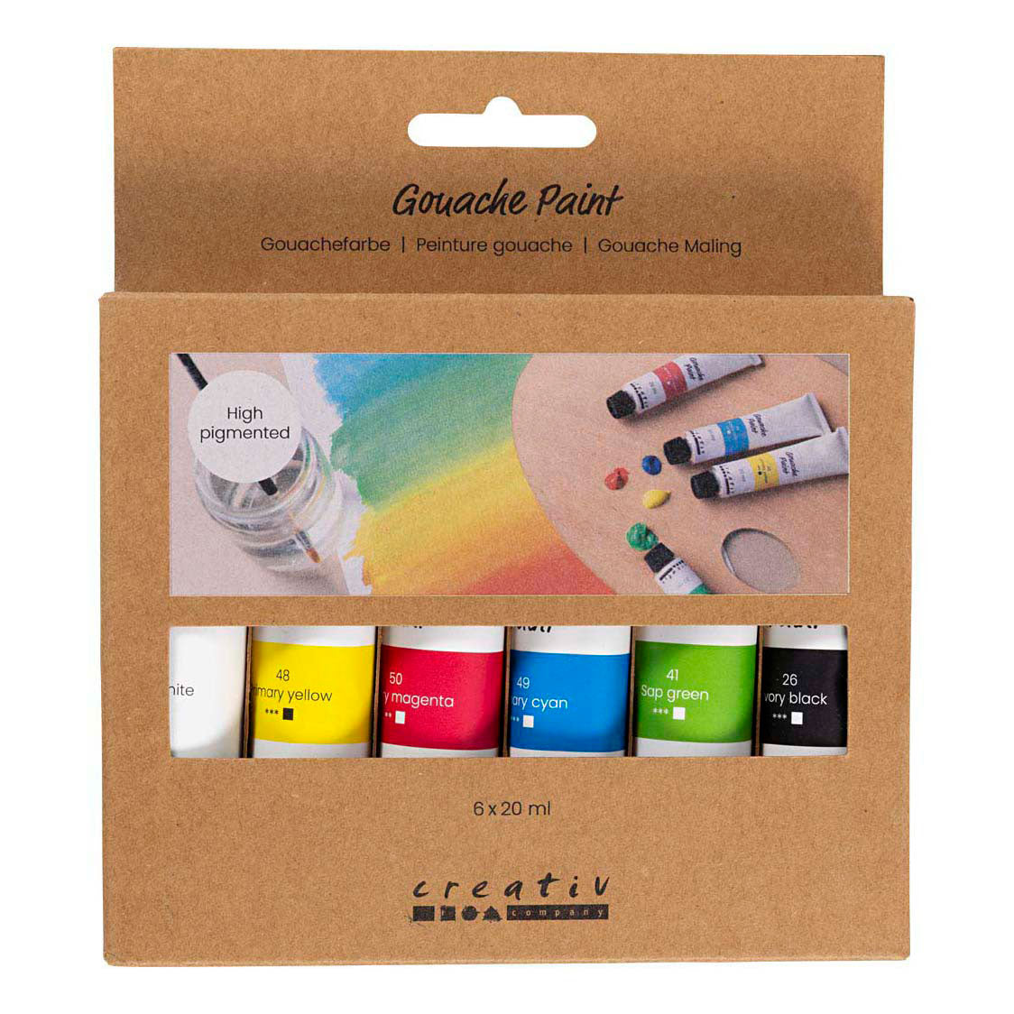 Creativ Company Gouachefarbe, Standardfarben, 6x20 ml 1 Box