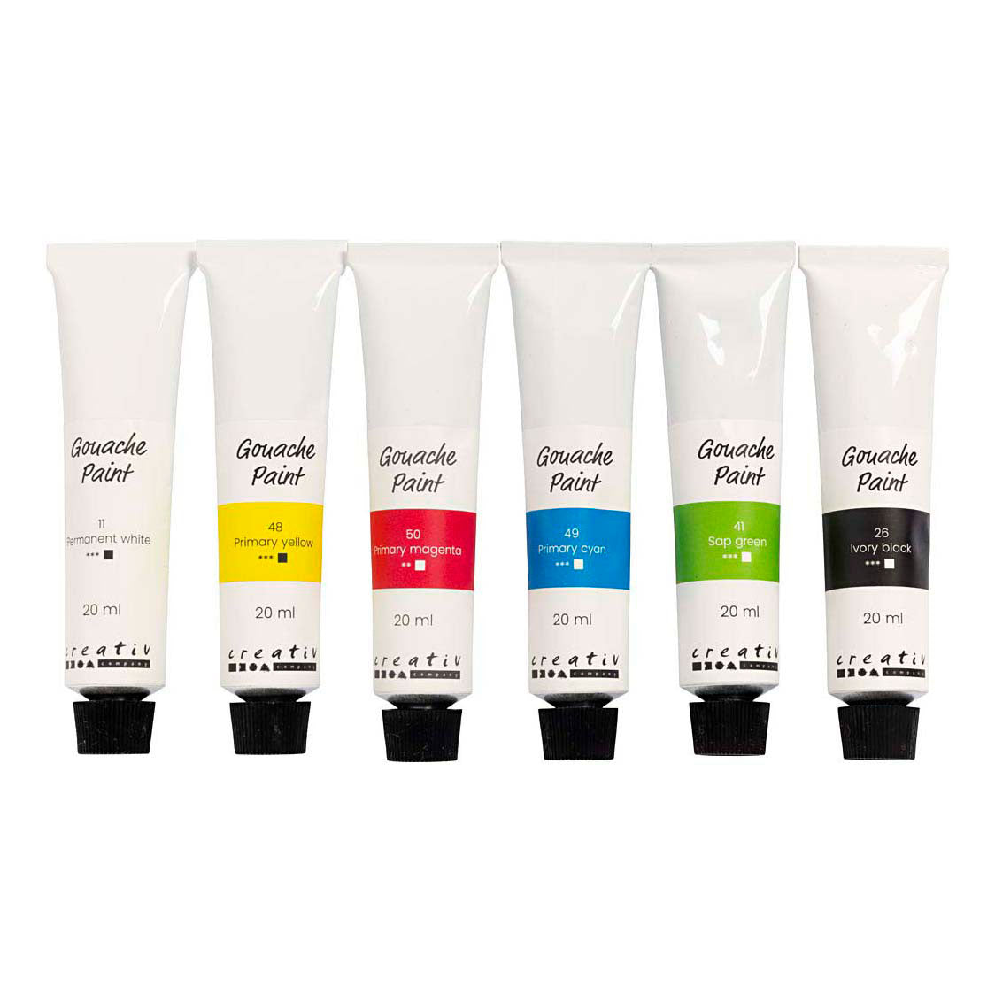 Creativ Company Gouachefarbe, Standardfarben, 6x20 ml 1 Box