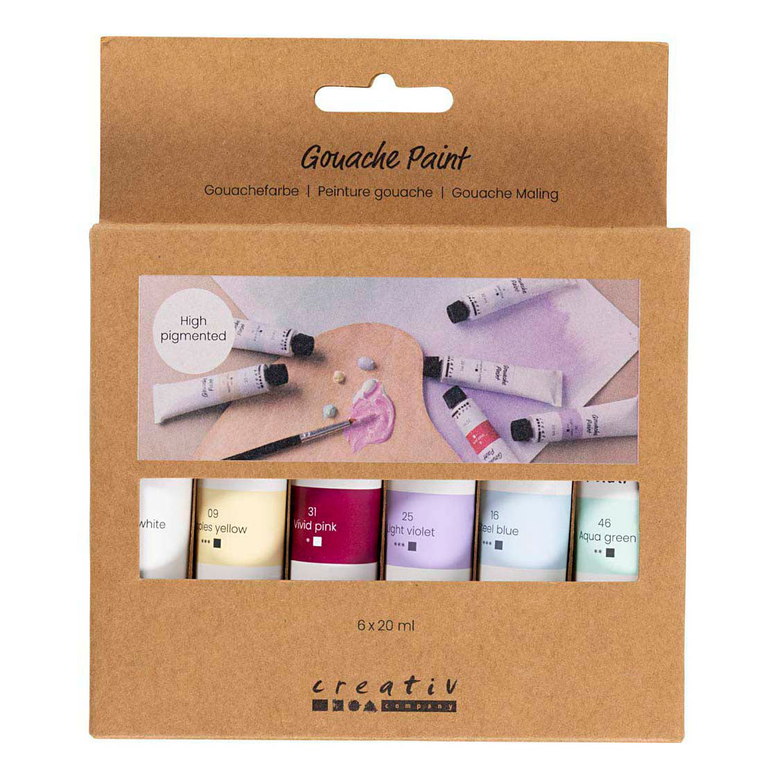 Creativ Company Gouachefarbe, Pastellfarben, 6x20 ml 1 Box