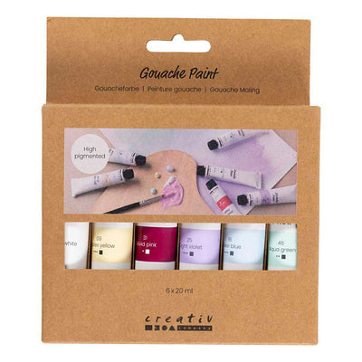 Creativ Company Gouachefarbe, Pastellfarben, 6x20 ml 1 Box