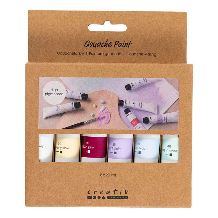 Creativ Company Gouachefarbe, Pastellfarben, 6x20 ml 1 Box