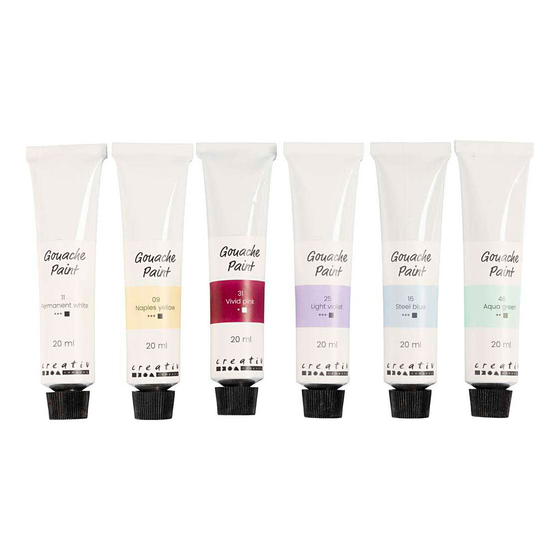 Creativ Company Gouachefarbe, Pastellfarben, 6x20 ml 1 Box