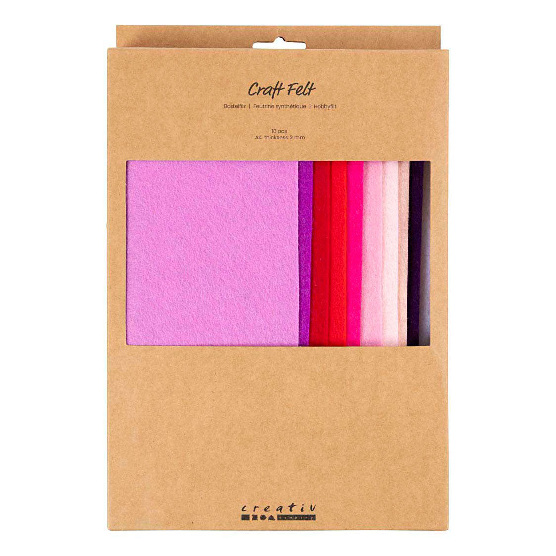 Creativ Company Hobbyfilz, A4, Blatt 210x297 mm, Stärke 2 mm, Lila-Rosa-Harmonie, 10 Stück 1 Karton
