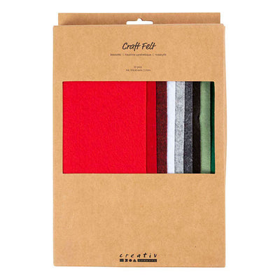 Creativ Company Hobbyfilz, A4, Blatt 210x297 mm, Stärke 2 mm, Weihnachtsfarbe, 10 Stück 1 Karton
