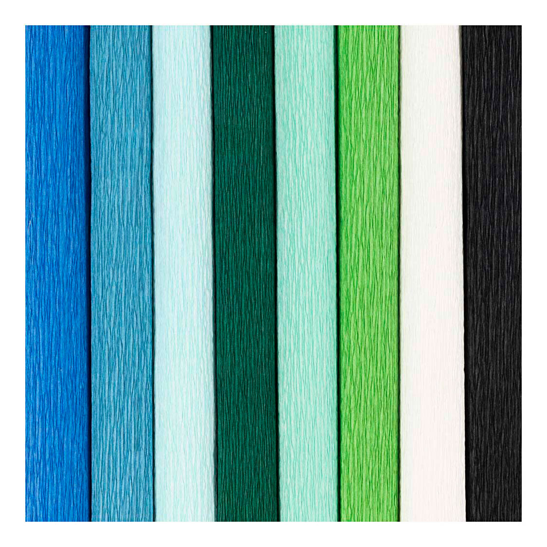 Creativ Company Krepppapier, Blatt 25 x 60 cm, Kreppverhältnis: 180 %, 105 g, blau-grüne Harmonie, 8 Blatt 1 Karton