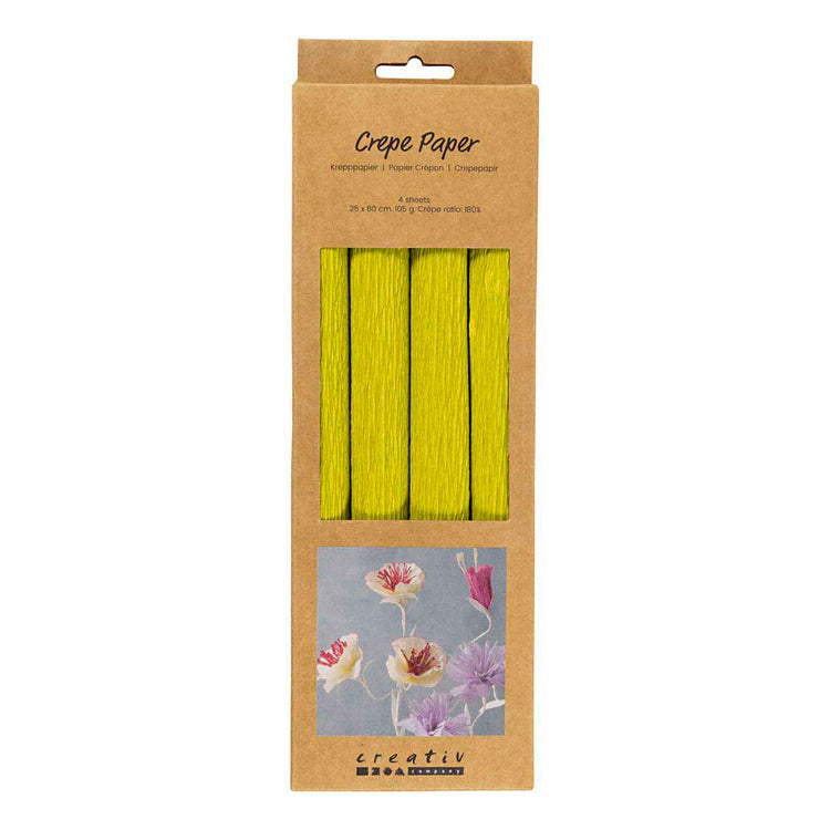 Creativ Company Krepppapier, Blatt 25x60 cm, Kreppverhältnis: 180 %, 105 g, hellgrün, 4 Blatt 1 Karton