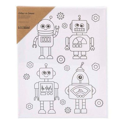 Creativ Company Malleinwand mit Druck, Roboter, D: 1,6 cm, Größe 24x30 cm, 360 g, 1 Stück