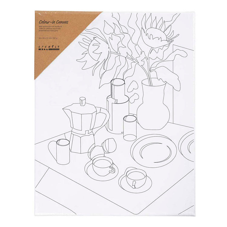 Creativ Company Malleinwand mit Druck, Frühstückstisch, D: 1,6 cm, Maße 24x30 cm, 360 gr, 1 Stück