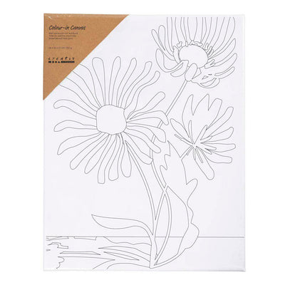 Creativ Company Malleinwand mit Druck, große Blumen, D: 1,6 cm, Größe 24x30 cm, 360 g, 1 Stück