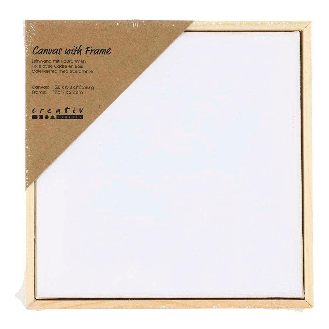 Creativ Company Keilrahmen mit Rahmen, Größe 15,8x15,8 cm, 280 g, weiß, 1 Stück