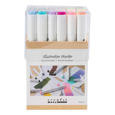 Creativ Company Zeichenstift, Strichstärke 1+8 mm, Pastellfarben, Standardfarben, 24 Stück 1 Box