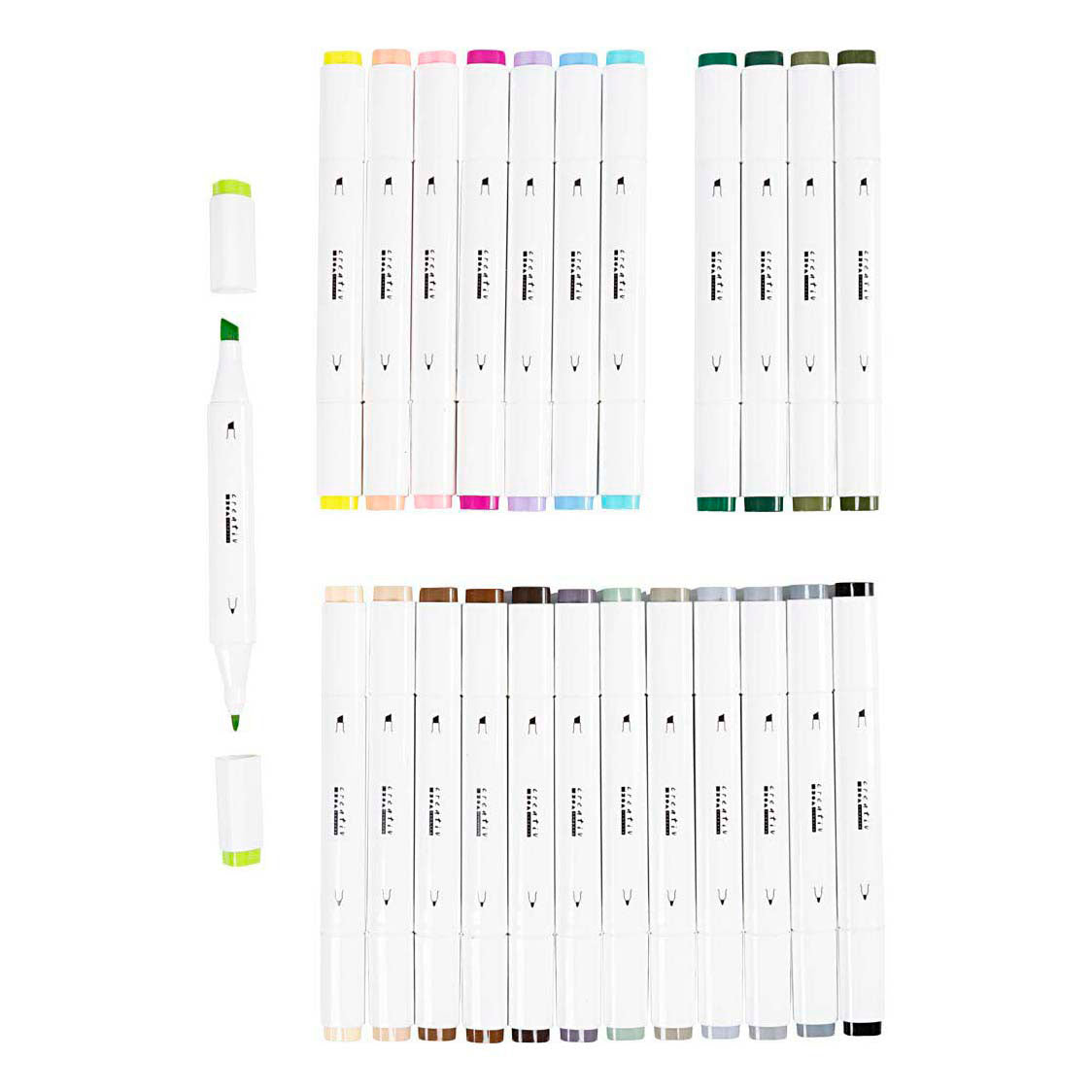 Creativ Company Zeichenstift, Strichstärke 1+8 mm, Pastellfarben, Standardfarben, 24 Stück 1 Box