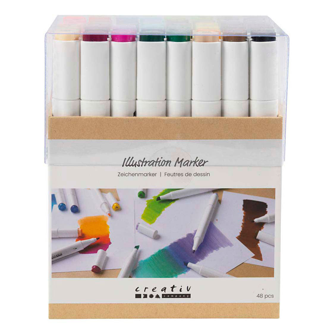 Creativ Company Zeichenstift, Strichstärke 1+8 mm, Standardfarben, 48 Stück 1 Box