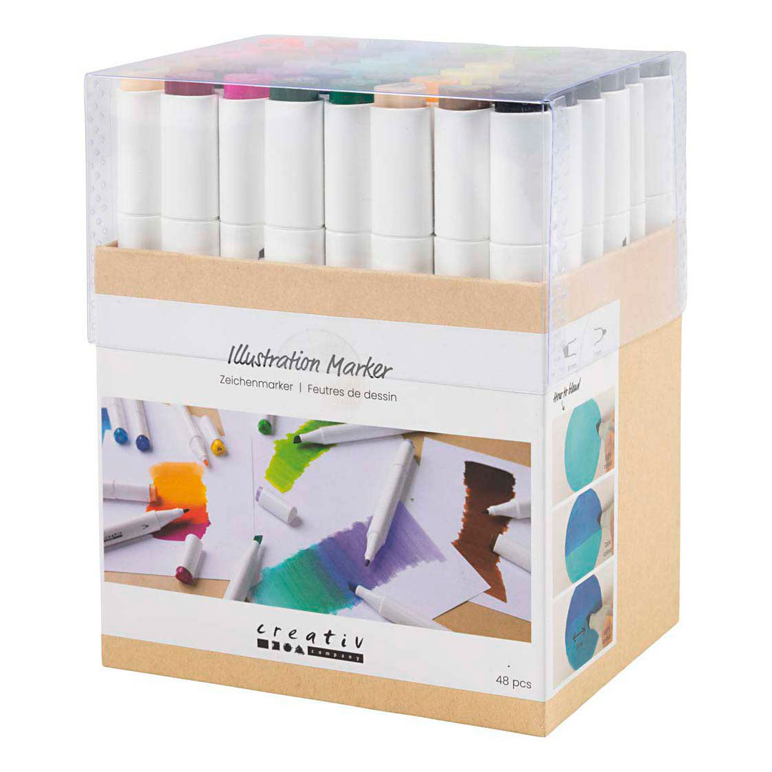 Creativ Company Zeichenstift, Strichstärke 1+8 mm, Standardfarben, 48 Stück 1 Box
