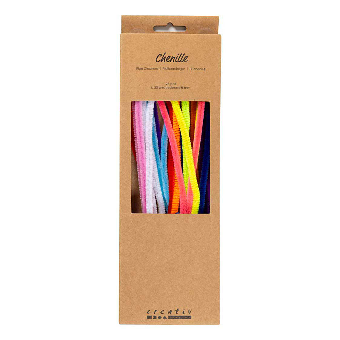 Creativ Company Chenille, L: 30 cm, Stärke 6 mm, bunt, 25 div. 1 Box