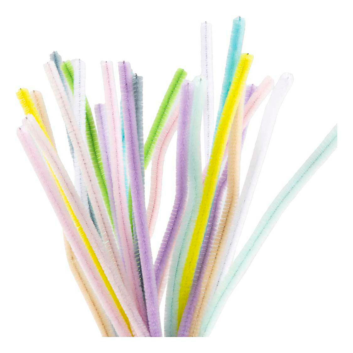 Creativ Company Chenille, L: 30 cm, Stärke 6 mm, Pastellfarben, 25 div. 1 Box