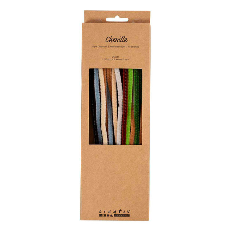 Creativ Company Chenille, L: 30 cm, Stärke 6 mm, natur, 25 Stück 1 Box
