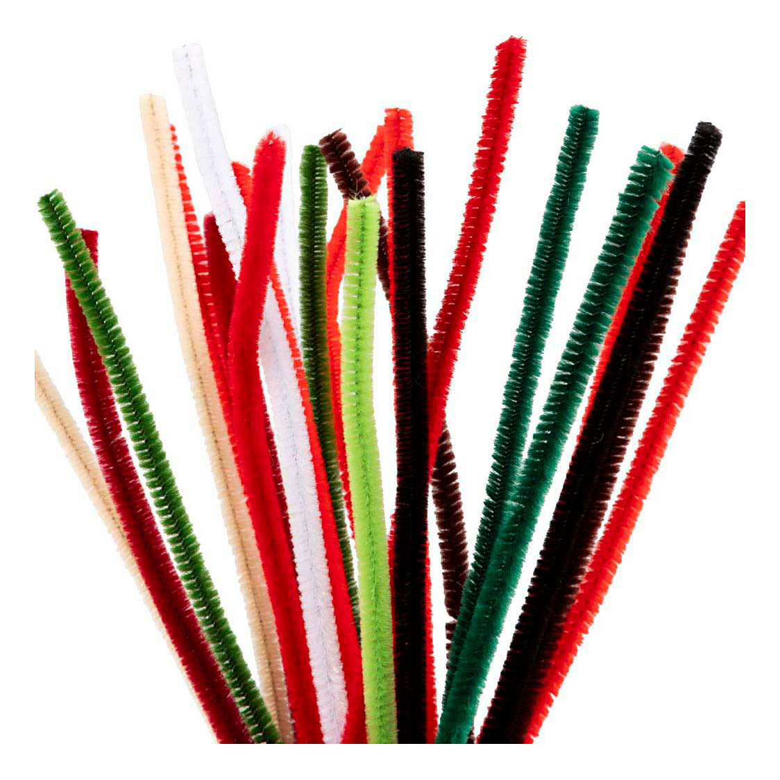 Creativ Company Chenille, L: 30 cm, Stärke 6 mm, Weihnachtsfarbe, 25 div. 1 Box